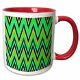 thumbnail image 1 of 3drose, Chevron Design in Green Yellow Pink Zigzags, 15oz Two-tone Red Mug, 1 of 6