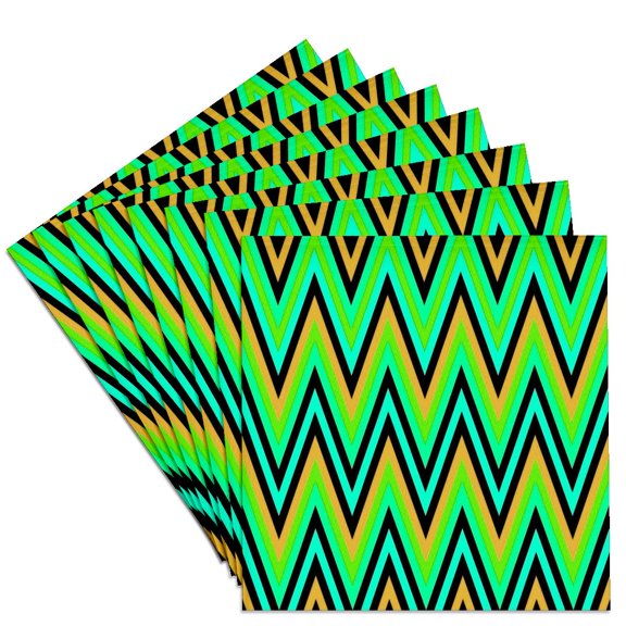 3drose, Chevron Design in Green Yellow Pink Zigzags, Set of 8 Ceramic Tile Coasters
