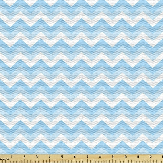 Ambesonne Antique Fabric by the Yard Upholstery, Sealife Aqua Zig Zag, 10 Yards, Pale Blue Pale Blue