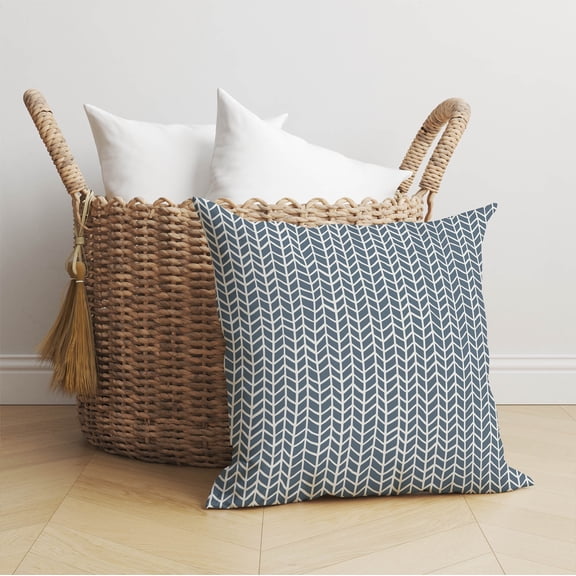 Chevron Feather Blue Throw Pillow