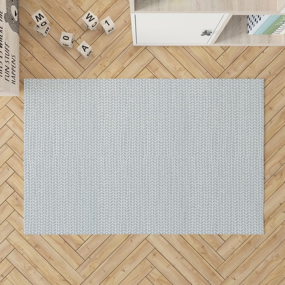 Chevron Feather Slate Blue Kids Play Mat