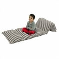 thumbnail image 1 of Chevron Floor Pillow Lounger Cover, Horizontal Narrow Sharp Edged Zig Zags Classical Simplistic with Retro Effects, Nap Mat Printed Fabric Case for 5 Pillows, 88" x 36", Dark Blue Cream, by Ambesonne, 1 of 5