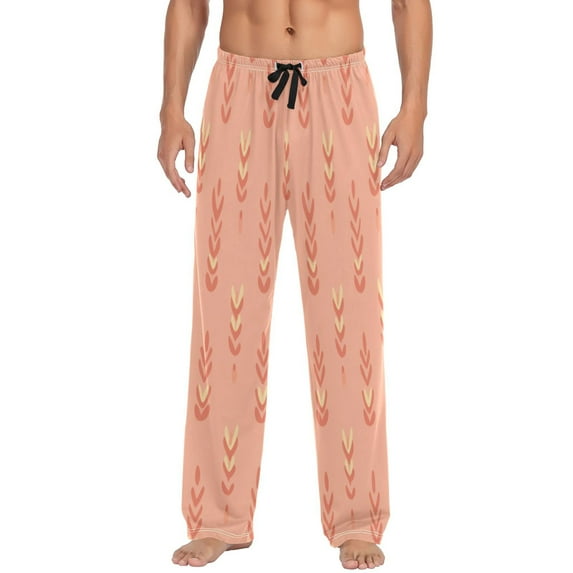 Chevron Flowers Pattern Men's Lightweight Pajama Bottoms Stretch Elastic Waist Side Pockets Spring Fall