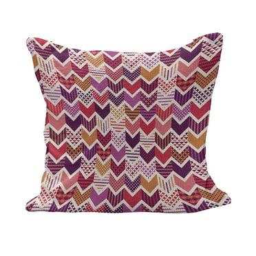 Chevron Fluffy Throw Pillow Cushion Cover, Colorful Arrow Motifs Chevron Lines Geometrical Patchwork Inspired Pattern Cubes, Decorative Square Accent Pillow Case, 18" x 18", Multicolor, by Ambesonne