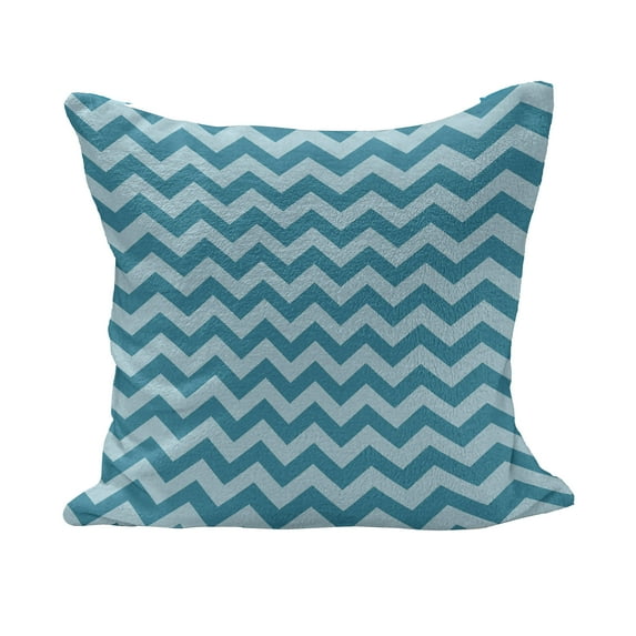 Chevron Fluffy Throw Pillow Cushion Cover, Zigzags in Sea Colors Ocean Waves Nautical Theme Sailboat Design Sea Breeze, Decorative Square Accent Pillow Case, 24" x 24", Teal Pale Blue, by Ambesonne