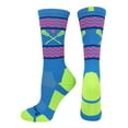 thumbnail image 1 of Chevron Girls Lacrosse Socks with Lacrosse Sticks Athletic Crew Socks (Electric Blue/Neon Green, Medium), 1 of 2
