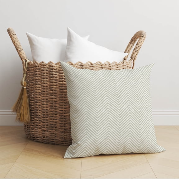 Chevron Groove Light Green Throw Pillow