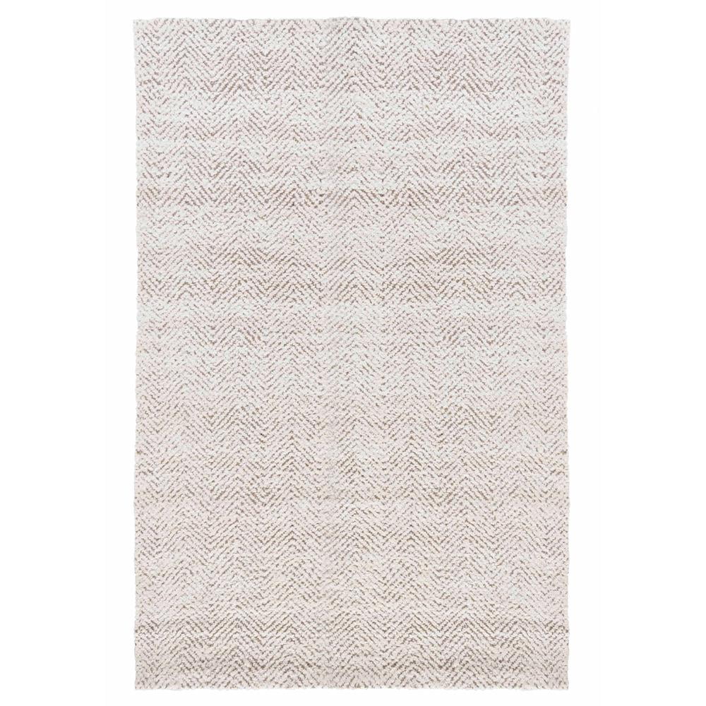 Ivory Herringbone Handwoven Wool Rectangular Rug