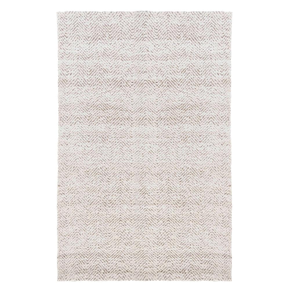 Ivory Herringbone Handwoven Wool Area Rug 5' x 8'