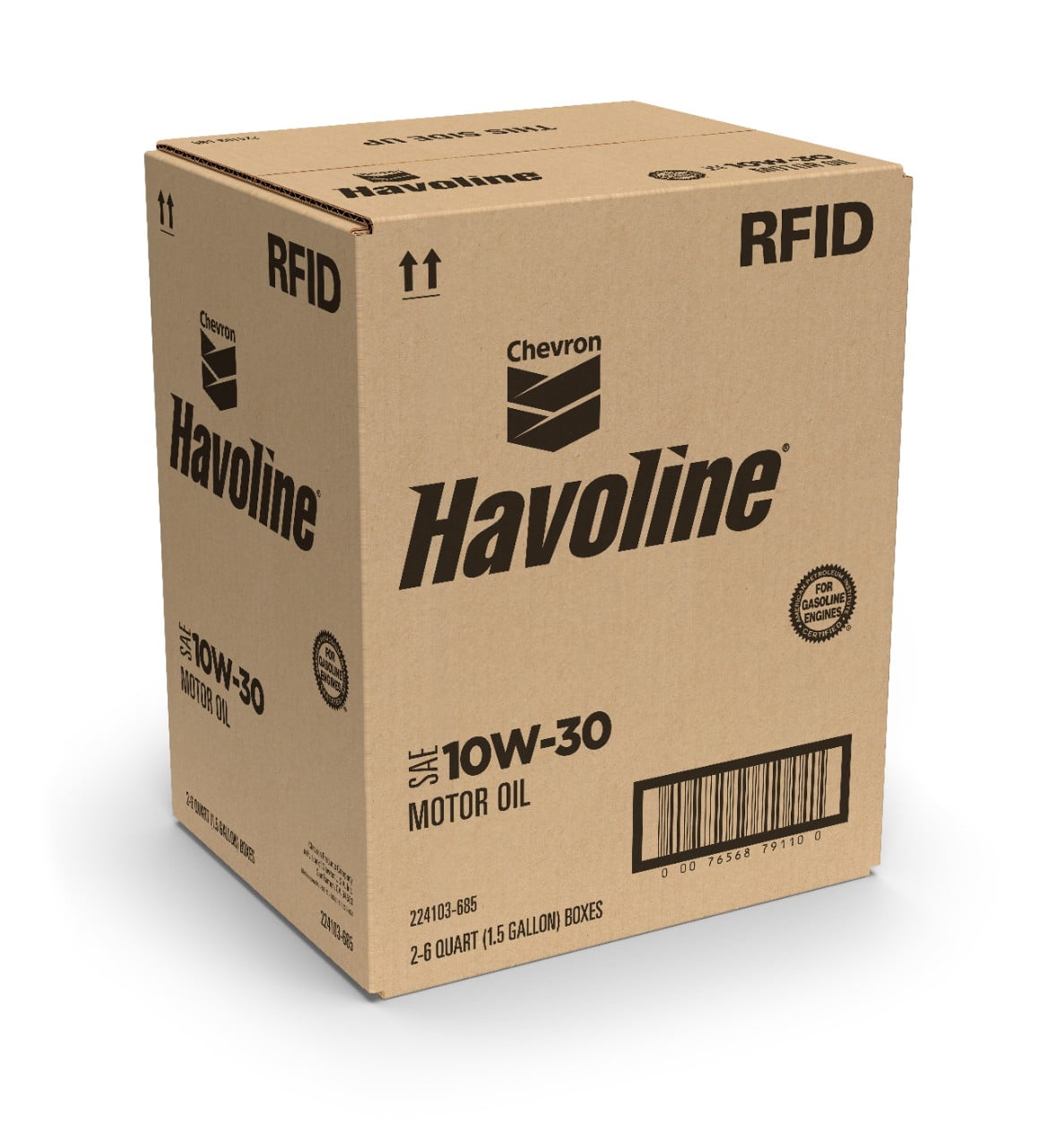 Chevron Havoline Conventional Motor Oil 10W-30, 6 Quart Smart Change Box Case (2-Pack)