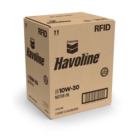 Chevron Havoline Conventional Motor Oil 10W-30, 6 Quart Smart Change Box Case (2-Pack)