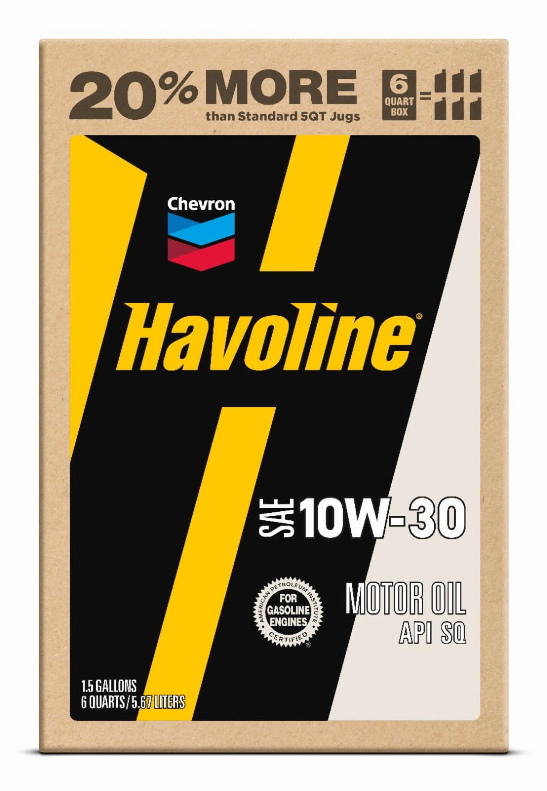 Chevron Havoline Conventional Motor Oil 10W-30, 6 Quart Smart Change Box