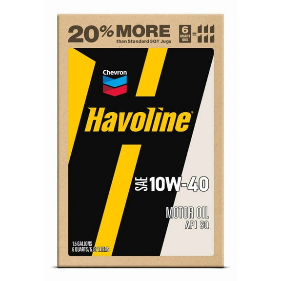 Chevron Havoline Conventional Motor Oil 10W-40, 6 Quart Smart Change Box