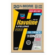 Chevron Havoline Lifelong 0W-20 Full Synthetic Motor Oil, 6 Quarts (Smart Change Box)