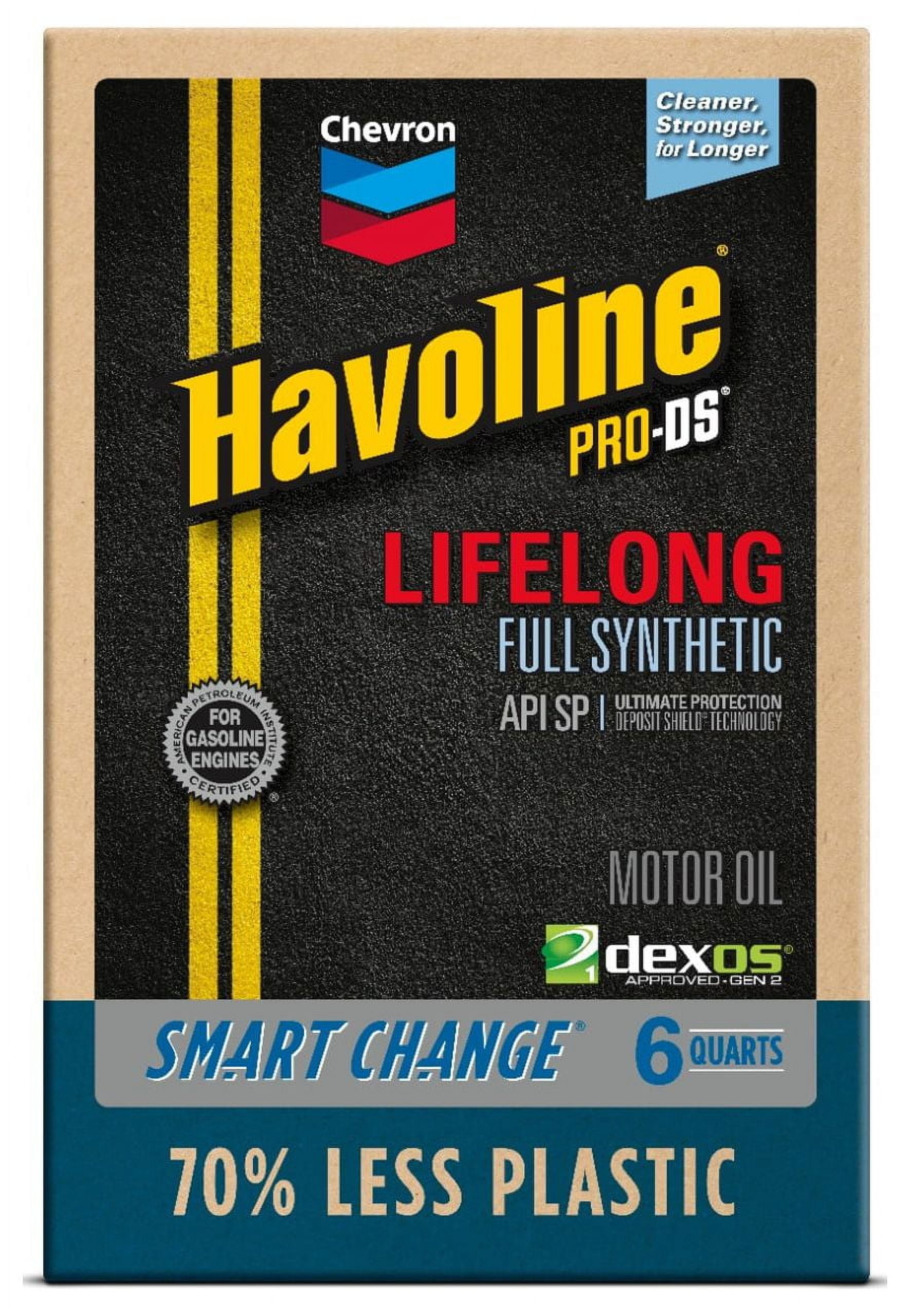 Chevron Havoline Lifelong 10W-30 Full Synthetic Motor Oil, 6 Quarts (Smart Change Box)