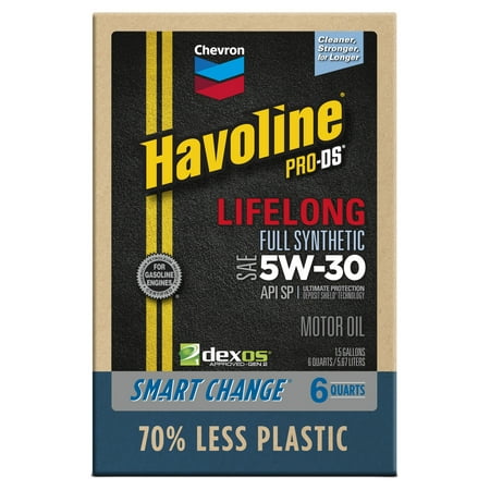 Chevron Havoline Lifelong 5W-30 Full Synthetic Motor Oil, 6 Quarts (Smart Change Box)