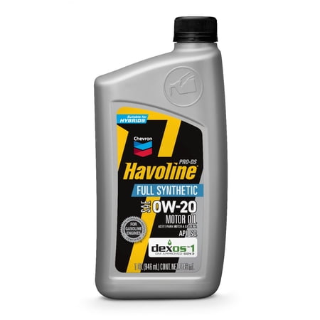Chevron Havoline Pro-DS Full Synthetic Motor Oil 0W-20, 1 Quart Bottle