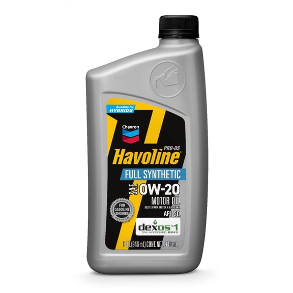 Chevron Havoline Pro-DS Full Synthetic Motor Oil 0W-20, 1 Quart Bottle