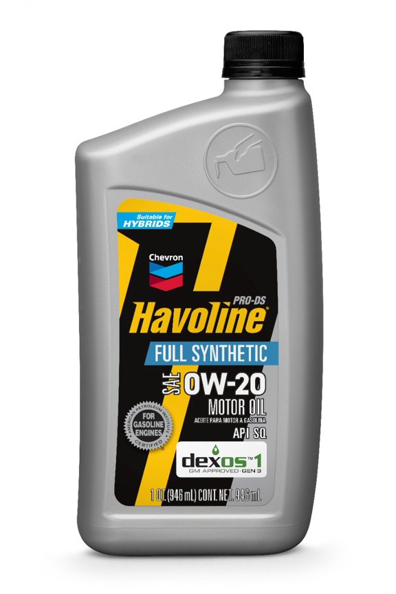 Chevron Havoline Pro-DS Full Synthetic Motor Oil 0W-20, 1 Quart Bottle