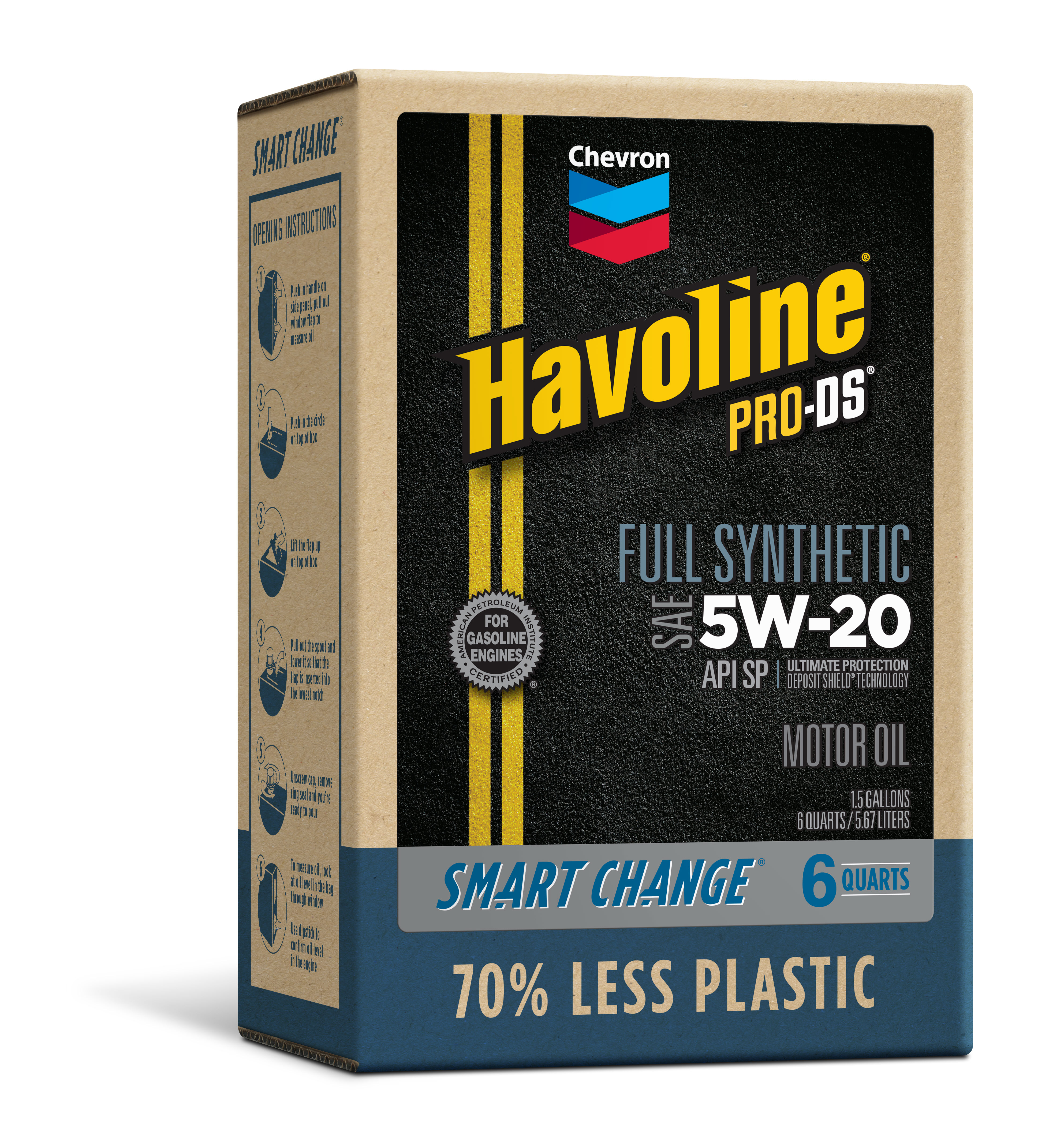 Chevron Havoline ProDS Full Synthetic Motor Oil 5W-20, 6 Quart - image 1 of 7