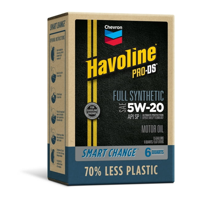 Chevron Havoline ProDS Full Synthetic Motor Oil 5W-20, 6 Quart