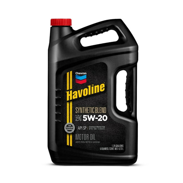 Chevron Havoline Synthetic Blend Motor Oil 5W-20, 5 Quart Jug - Walmart.com