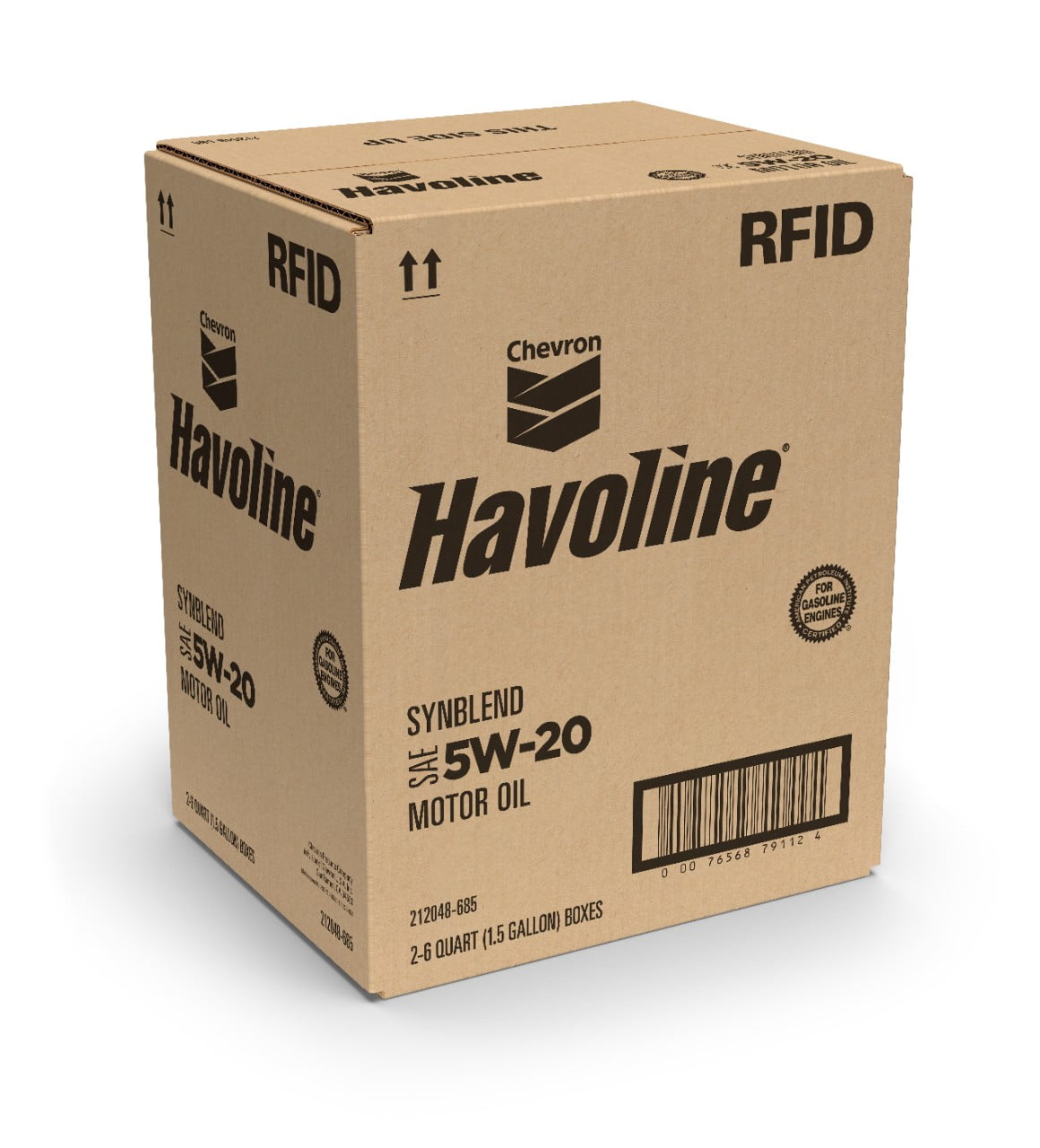 Chevron Havoline Synthetic Blend Motor Oil 5W-20, 6 Quart, Smart Change Box Case (2-Pack)