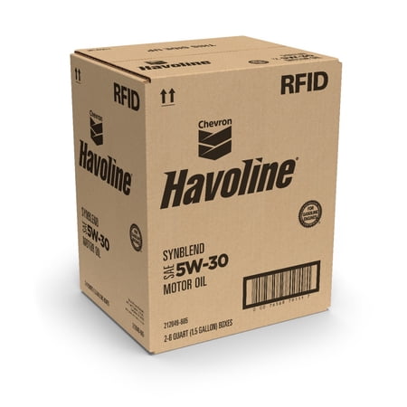 Chevron Havoline Synthetic Blend Motor Oil 5W-30, 6 Quart Smart Change Box Case (2-Pack)