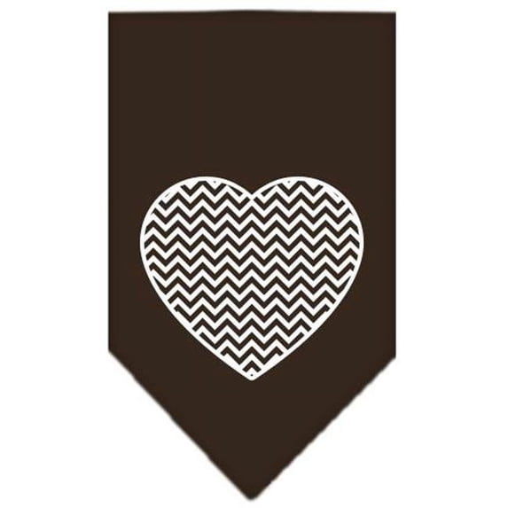 Chevron Heart Screen Print Bandana, Brown - Small