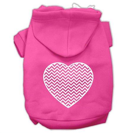 Chevron Heart Screen Print Dog Pet Hoodies - Bright Pink, Small