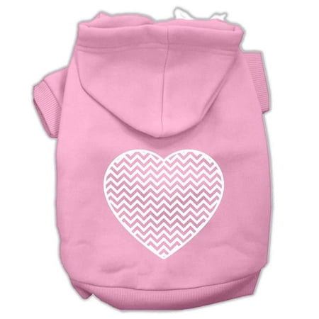 Chevron Heart Screen Print Dog Pet Hoodies - Light Pink, 3XL