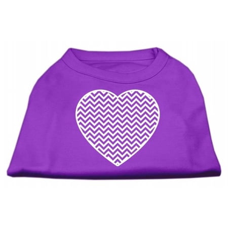 Chevron Heart Screen Print Dog Shirt, Purple - Large