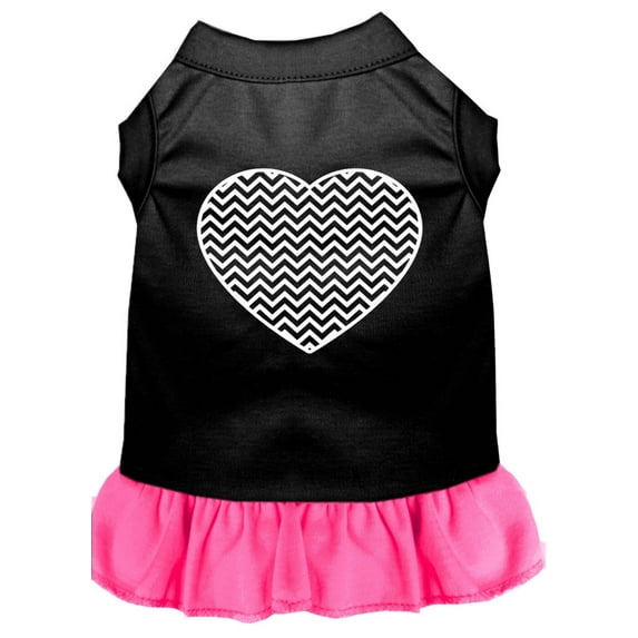 Pet Dog Cat Dress Screen Printed, "Chevron Heart"