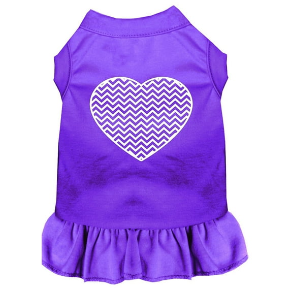 Pet Dog Cat Dress Screen Printed, "Chevron Heart"