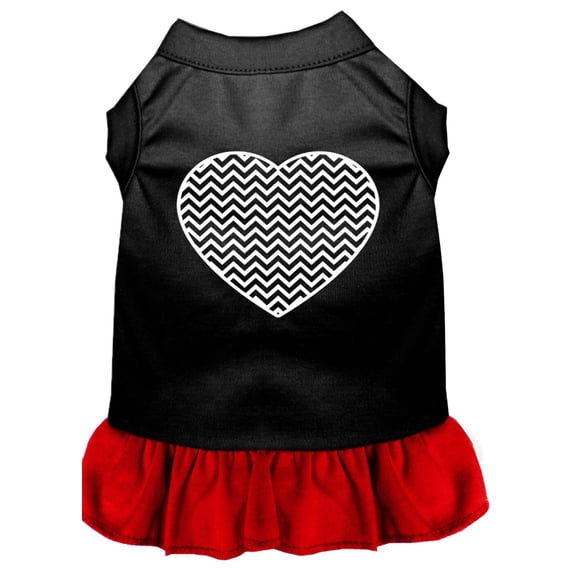 Pet Dog Cat Dress Screen Printed, "Chevron Heart"