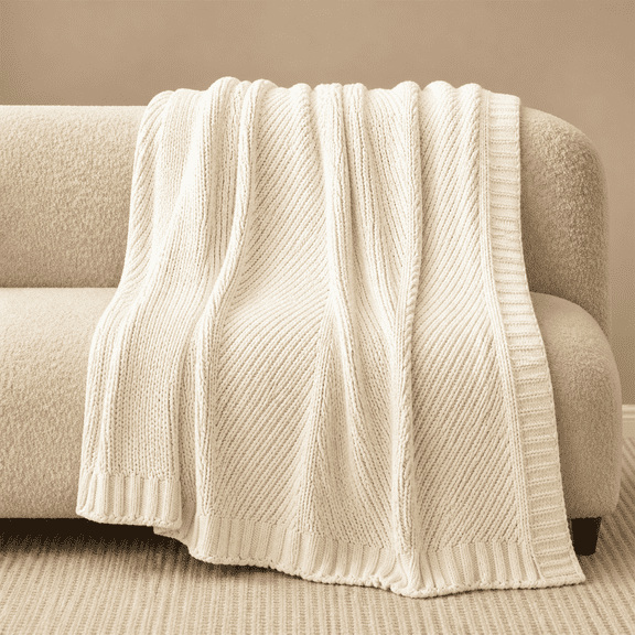 Chevron Knit Throw Blanket Chenille 50"x60"
