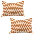 thumbnail image 1 of Chevron Knitted Quilt Pillowcover Set of 2, Halloween Pumpkin Color Chevron Traditional Holidays Autumn Season Celebrate, Standard Queen Pillow Sham Bedroom, 30" x 20", Orange and White, by Ambesonne, 1 of 1