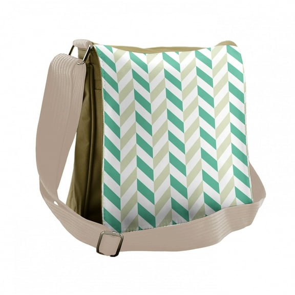 Chevron Messenger Bag, Herringbone Springtime, Unisex Cross-body, by Ambesonne