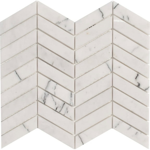 Chevron Milas Lilac Polished Marble Mosaic Tile