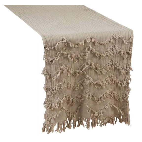 Chevron Modern Cotton Rectangular Table Runner with Fringe