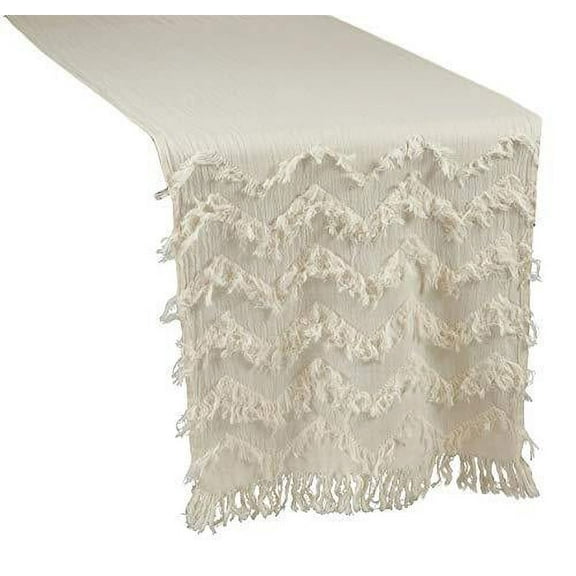 Chevron Modern Cotton Rectangular Table Runner with Fringe