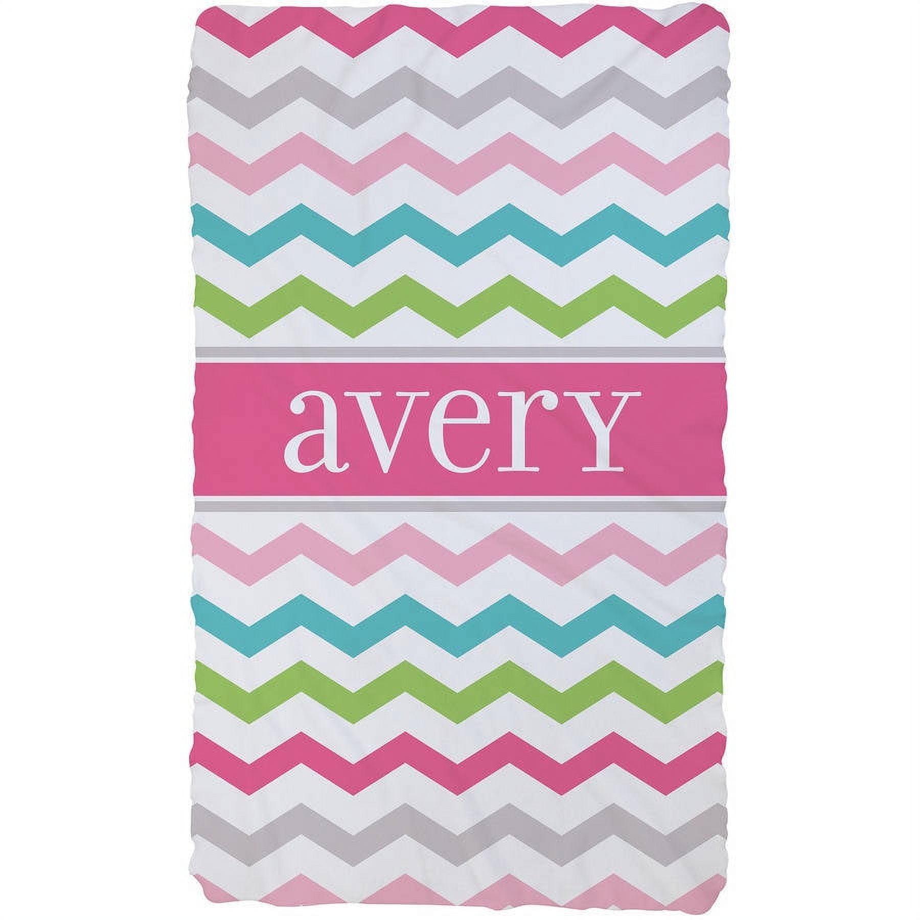 Chevron Name Personalized Plush Fleece Blanket For Girls