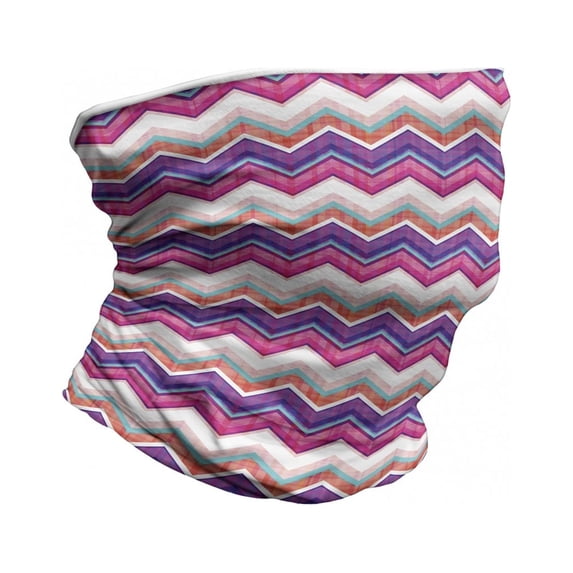 Chevron Neck Gaiter, Colorful Groovy Art, Unisex, Multicolor, by Ambesonne