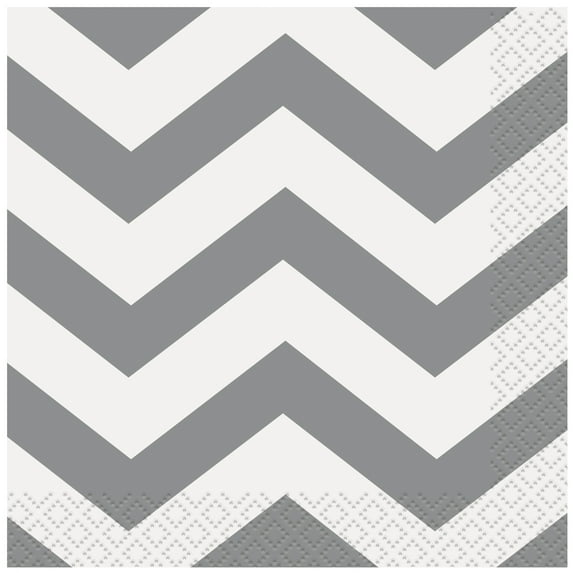 Chevron Paper Beverage Napkins, Silver, 16ct