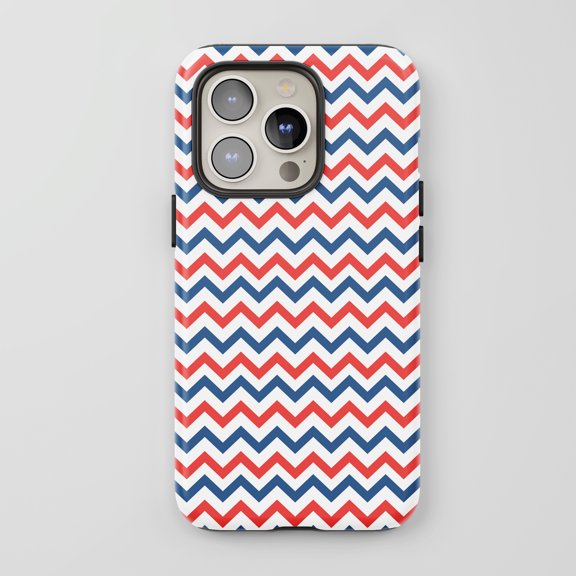Chevron Pattern For All iPhone Series Protective Phone Case Geometric Red Blue White