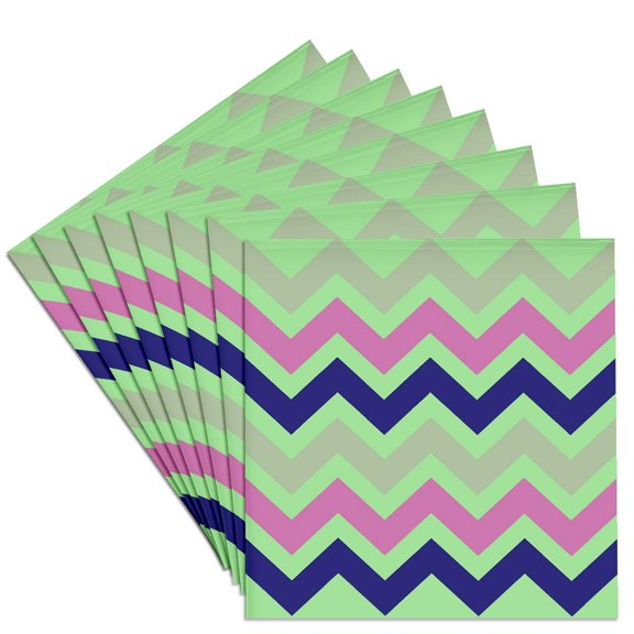 3drose, Chevron Pattern in Blue and Dusky Pink, Set of 8 Ceramic Tile Coasters