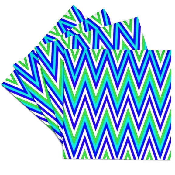 3drose, Chevron Pattern in Blue Grey and White, Set of 4 Ceramic Tile Coasters