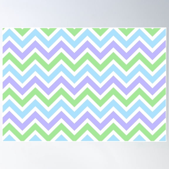 Chevron Pattern. Pastel Blue Purple Green Color Poster Wall Art, Modern Wall Decor For Living Room Bedroom, 8x12 UNFRAMED