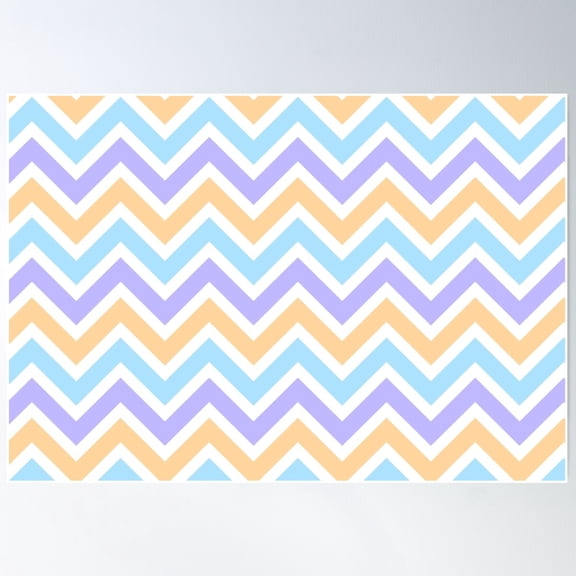 Chevron Pattern. Pastel Blue Purple Orange Color Poster Wall Art, Modern Wall Decor For Living Room Bedroom, 8x12 UNFRAMED