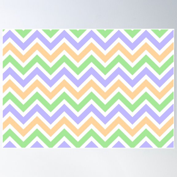 Chevron Pattern. Pastel Orange Purple Green Color Poster Wall Art, Modern Wall Decor For Living Room Bedroom, 16x24 UNFRAMED